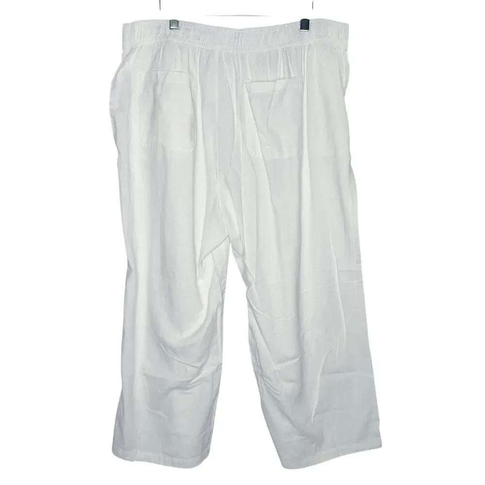 Old Navy High Waisted Linen Blend Wide Leg Pants 3X NEW Summer Travel